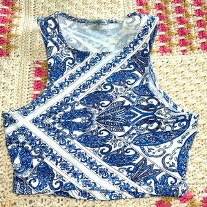 Small Charlotte Russe Blue Cropped Tank Top